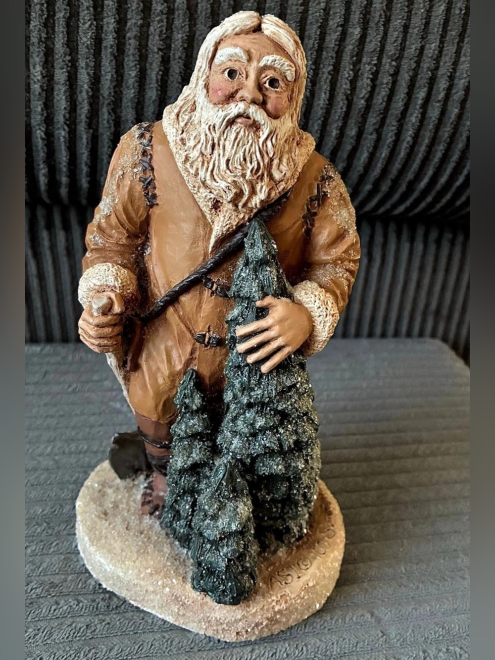 Woodland Visions of Santa figurine ASI VTG Glitter Simmons Signed Numbered